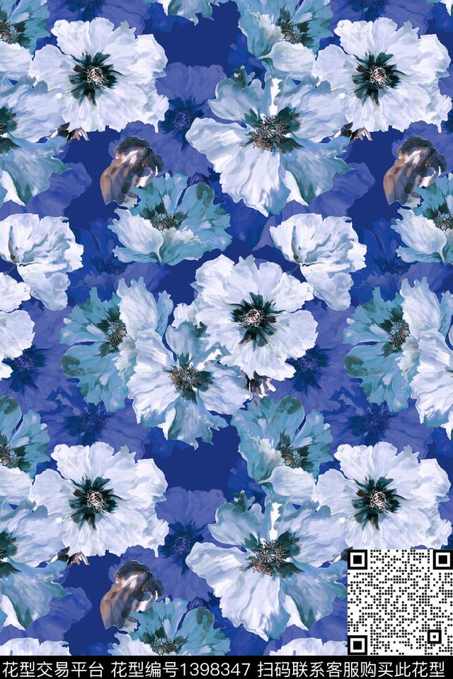 花卉休闲水彩花卉数码印花花型下载（图片编号: 1398347） - 瓦栏（Walan）