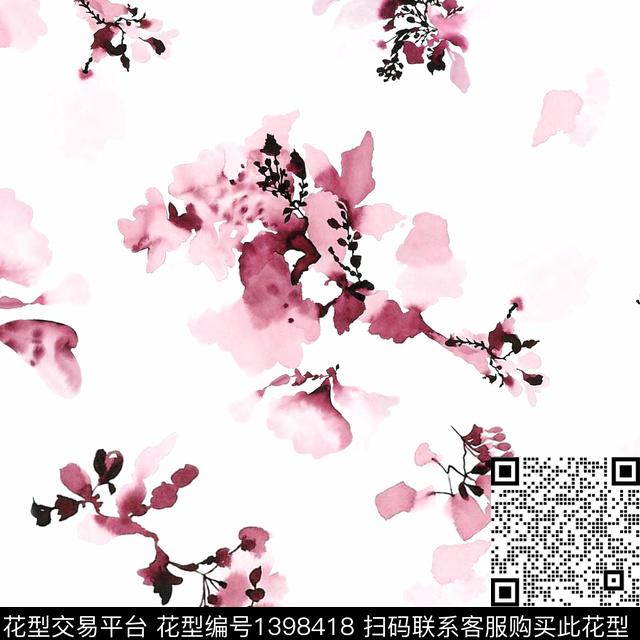 抽象花.jpg - 1398418 - 花卉 彩色花卉 数码花型 - 数码印花花型 － 女装花型设计 － 瓦栏