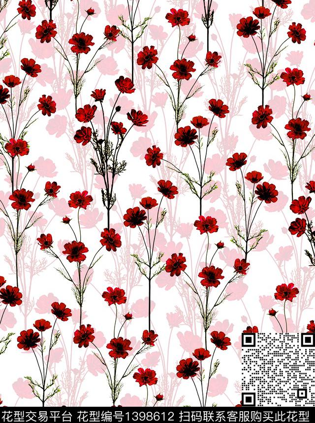 花卉欧美印花数码印花花型下载（图片编号: 1398612） - 瓦栏（Walan）