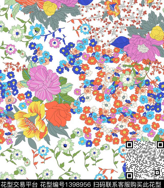 0130G.jpg - 1398956 - 数码花型 花卉 小碎花 - 数码印花花型 － 女装花型设计 － 瓦栏