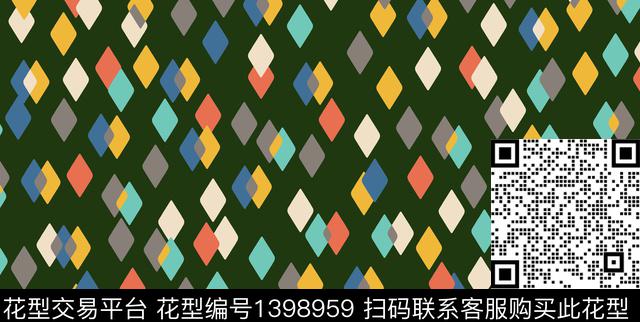 几何简约混合拼接数码印花花型下载（图片编号: 1398959） - 瓦栏（Walan）