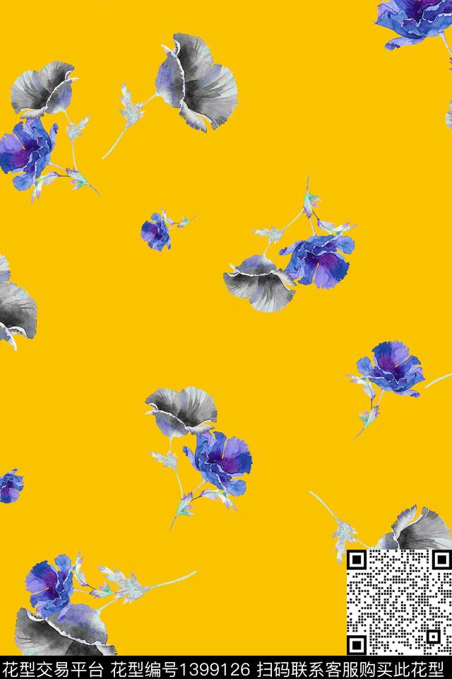 简约数码花型花卉数码印花花型下载（图片编号: 1399126） - 瓦栏（Walan）