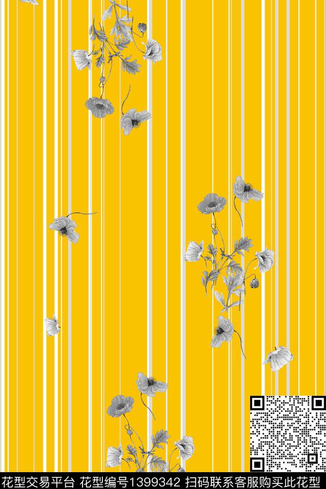 几何花卉大牌风数码印花花型下载（图片编号: 1399342） - 瓦栏（Walan）