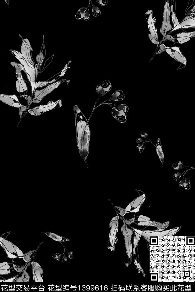花卉大牌风植物数码印花花型下载（图片编号: 1399616） - 瓦栏（Walan）