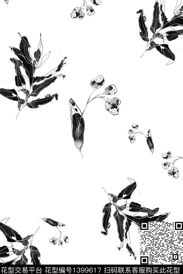 花卉大牌风植物数码印花花型下载（图片编号: 1399617） - 瓦栏（Walan）