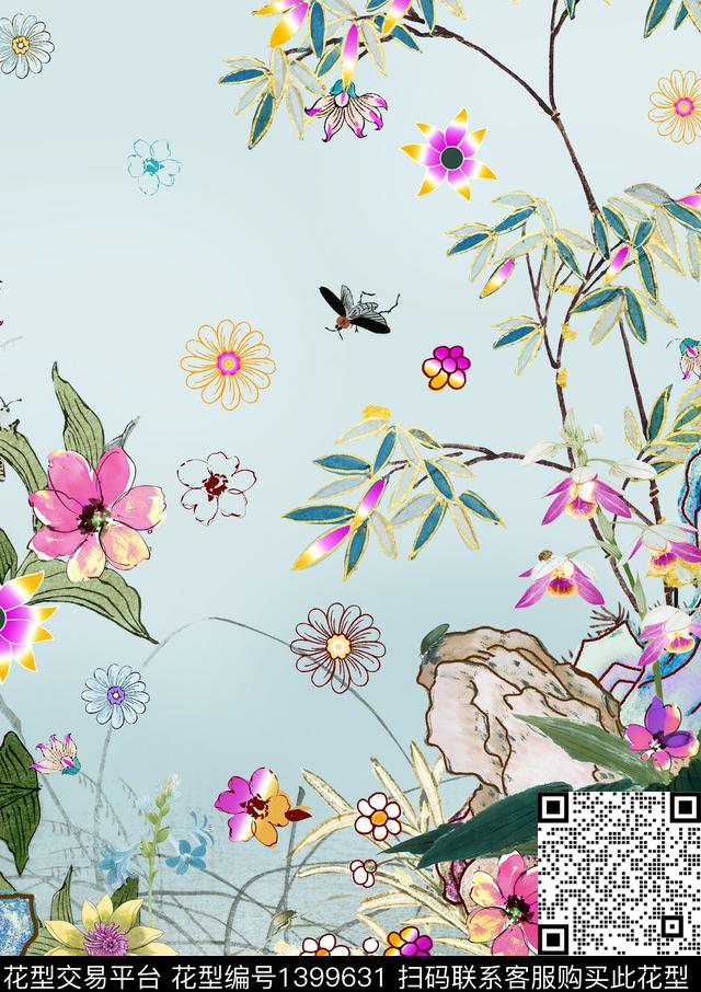 7.jpg - 1399631 - 清爽底花卉 流行趋势 中国风格 - 传统印花花型 － 女装花型设计 － 瓦栏