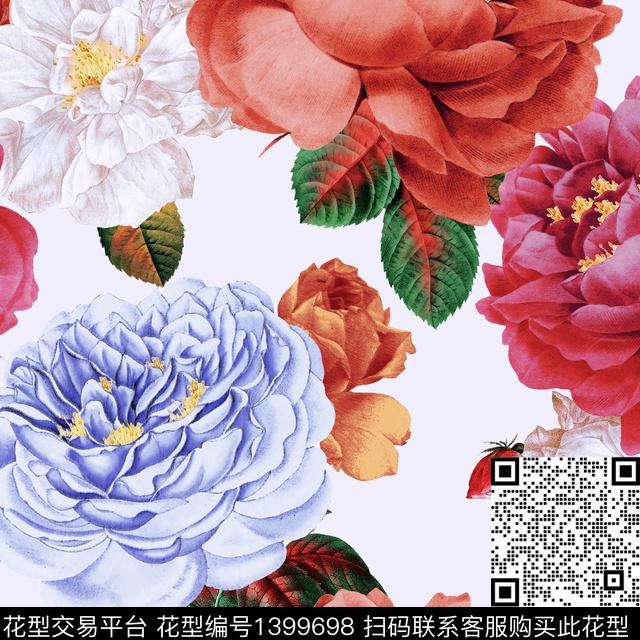 10.jpg - 1399698 - 大花 牡丹 清爽 - 传统印花花型 － 女装花型设计 － 瓦栏