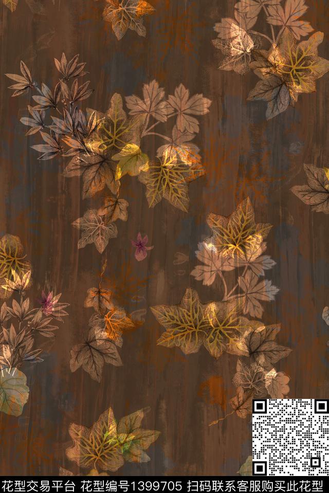 花卉香云纱休闲数码印花花型下载（图片编号: 1399705） - 瓦栏（Walan）