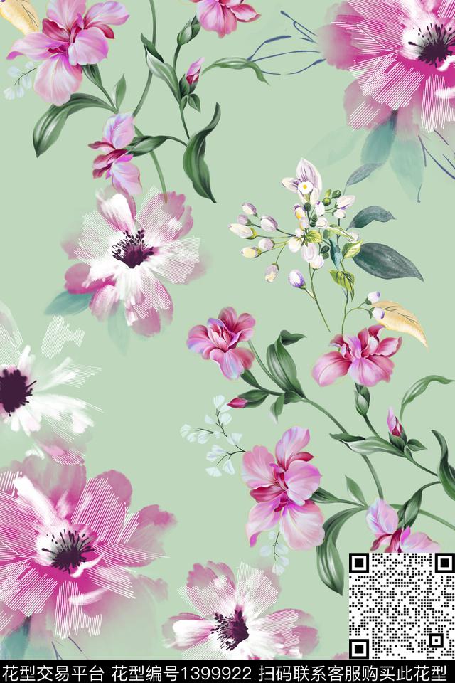 XZ1512.jpg - 1399922 - 时尚 花卉 小清新 - 数码印花花型 － 女装花型设计 － 瓦栏