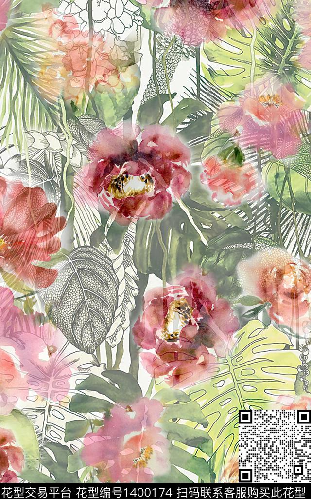2021225.jpg - 1400174 - 抽象花卉 花卉 植物 - 数码印花花型 － 女装花型设计 － 瓦栏
