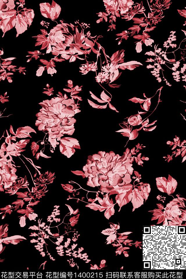xz1520.jpg - 1400215 - 时尚 花卉 真丝 - 数码印花花型 － 女装花型设计 － 瓦栏