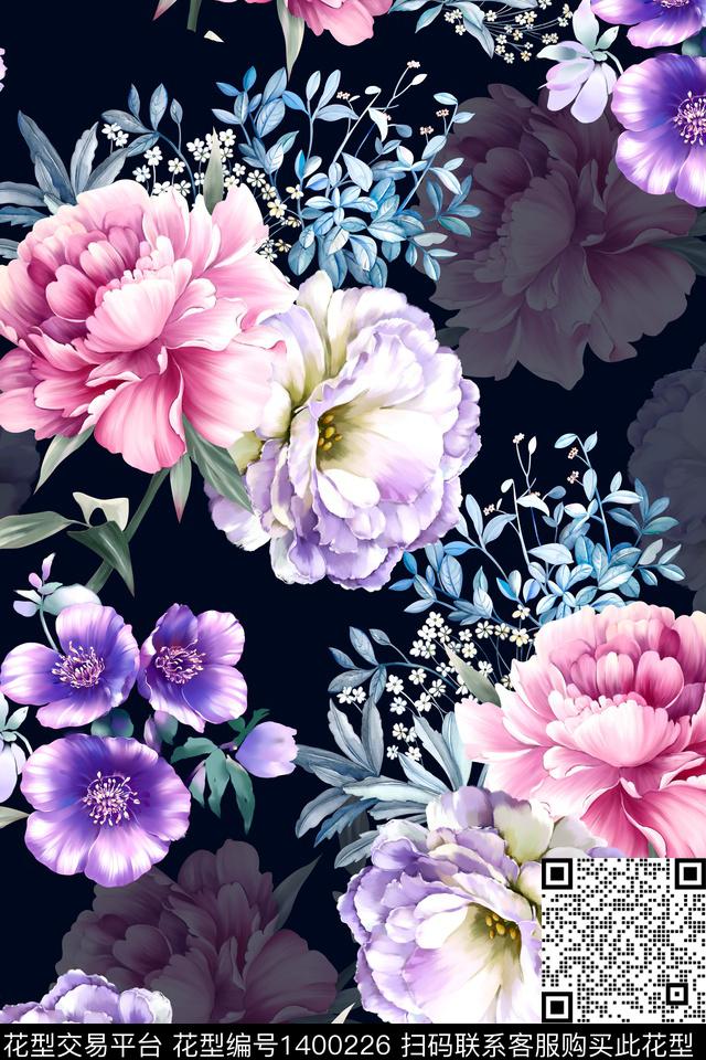 xz1524.jpg - 1400226 - 时尚 花卉 真丝 - 数码印花花型 － 女装花型设计 － 瓦栏
