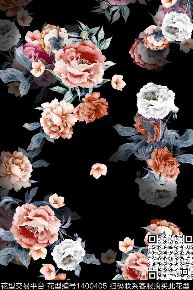 P236.jpg - 1400405 - 黑底花卉 花卉 大牌风 - 数码印花花型 － 女装花型设计 － 瓦栏
