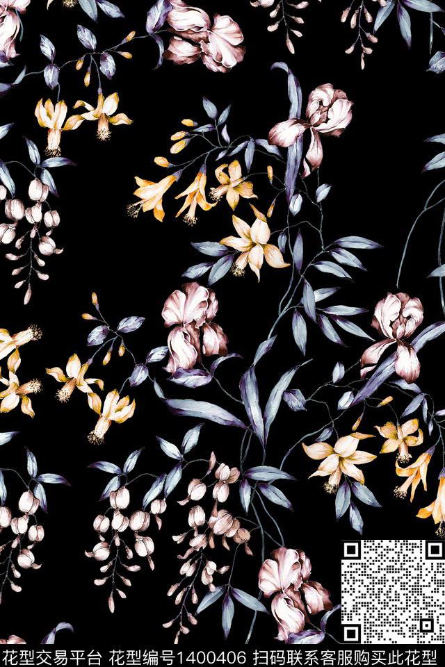 P237.jpg - 1400406 - 黑底花卉 花卉 大牌风 - 数码印花花型 － 女装花型设计 － 瓦栏