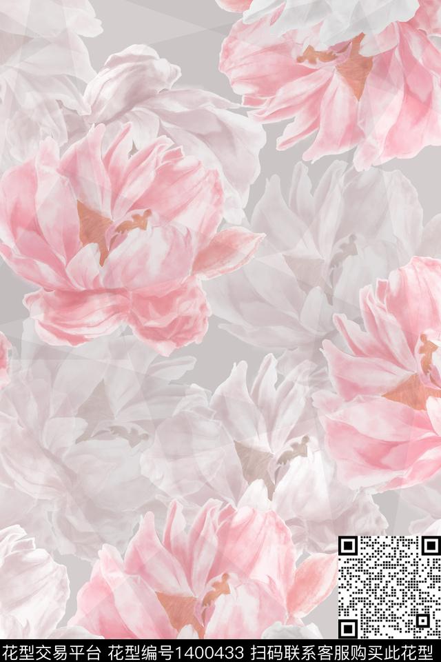 灰色.jpg - 1400433 - 扎染花型 水墨风 玫瑰花 - 数码印花花型 － 床品花型设计 － 瓦栏