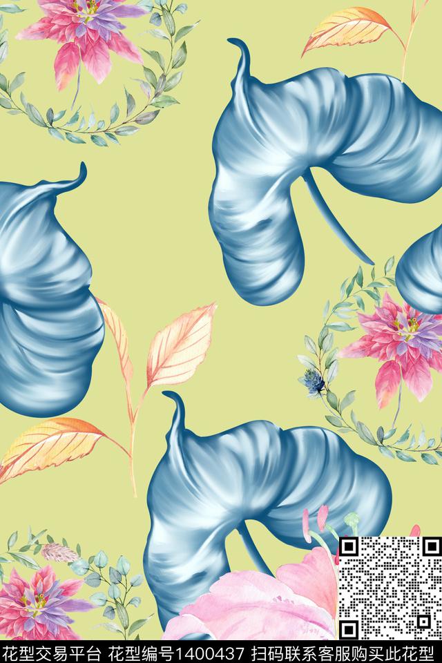 L77.jpg - 1400437 - 花卉 大牌风 热带花型 - 数码印花花型 － 泳装花型设计 － 瓦栏