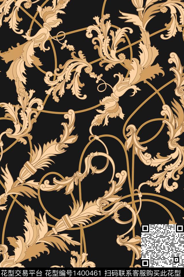 男装包金花型大牌风数码印花花型下载（图片编号: 1400461） - 瓦栏（Walan）