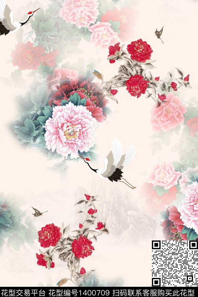 qx2131.jpg - 1400709 - 数码花型 花卉 旗袍 - 数码印花花型 － 女装花型设计 － 瓦栏