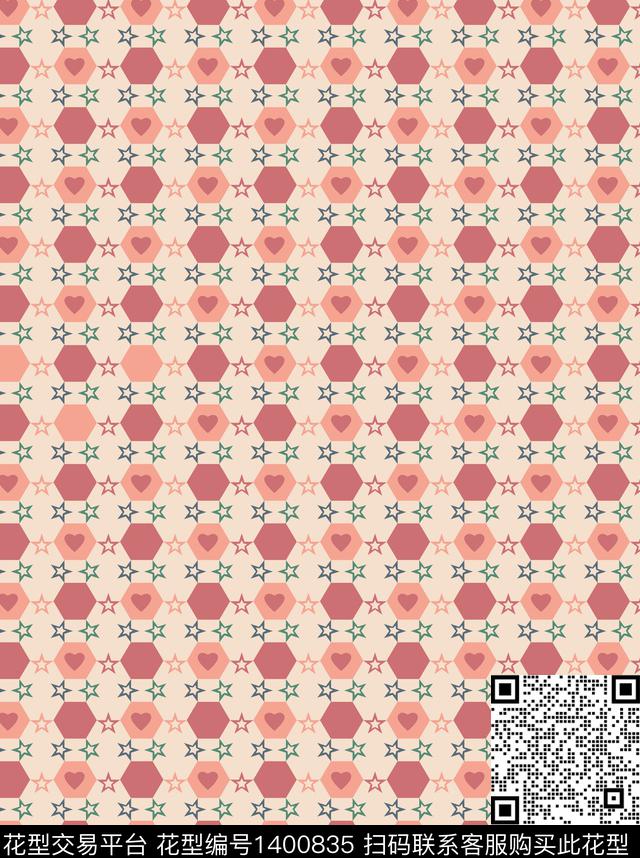 几何几何花卉印花数码印花花型下载（图片编号: 1400835） - 瓦栏（Walan）