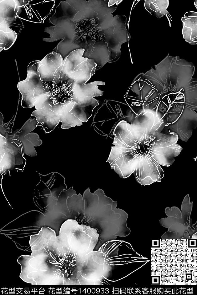 P245.jpg - 1400933 - 黑底花卉 抽象花卉 花卉 - 数码印花花型 － 女装花型设计 － 瓦栏