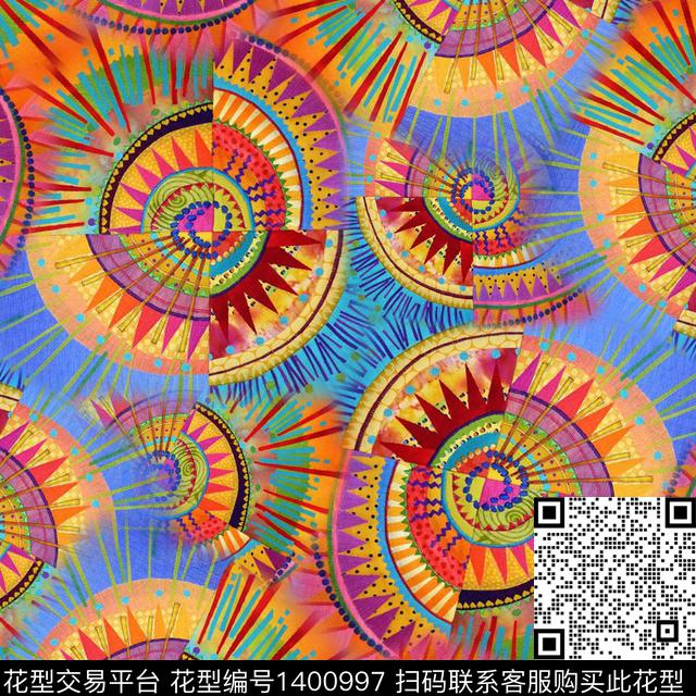 几何抽象手绘线条笔触数码印花花型下载（图片编号: 1400997） - 瓦栏（Walan）