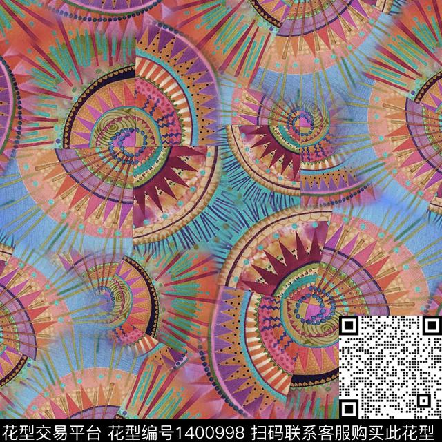 几何抽象手绘线条笔触数码印花花型下载（图片编号: 1400998） - 瓦栏（Walan）