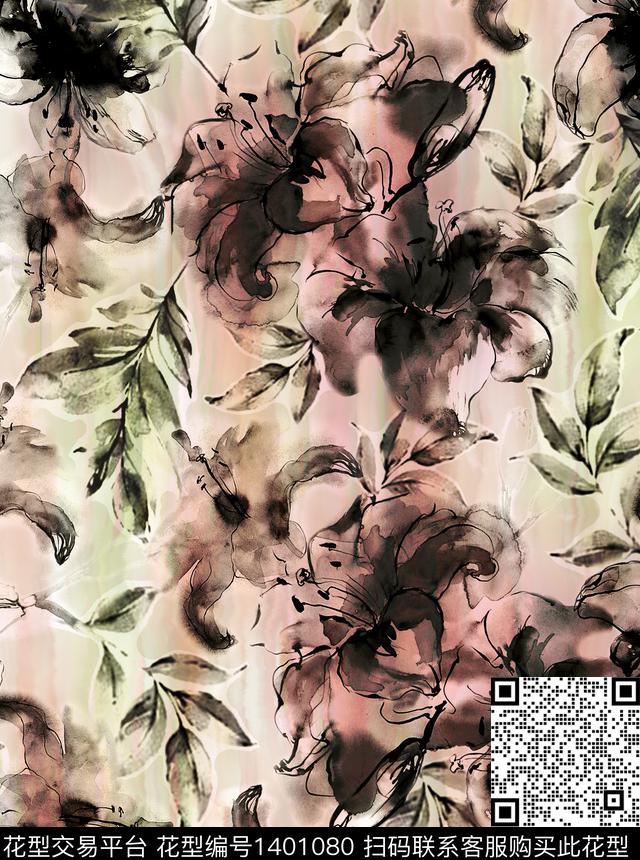 水彩欧美印花数码印花花型下载（图片编号: 1401080） - 瓦栏（Walan）
