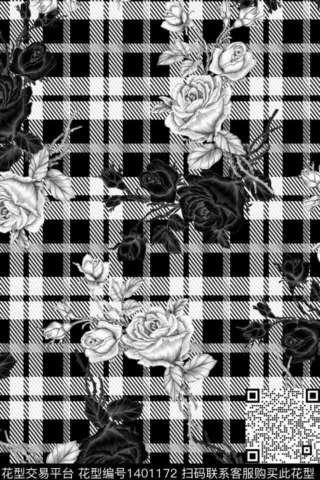 Z249.jpg - 1401172 - 几何 格子 花卉 - 数码印花花型 － 女装花型设计 － 瓦栏