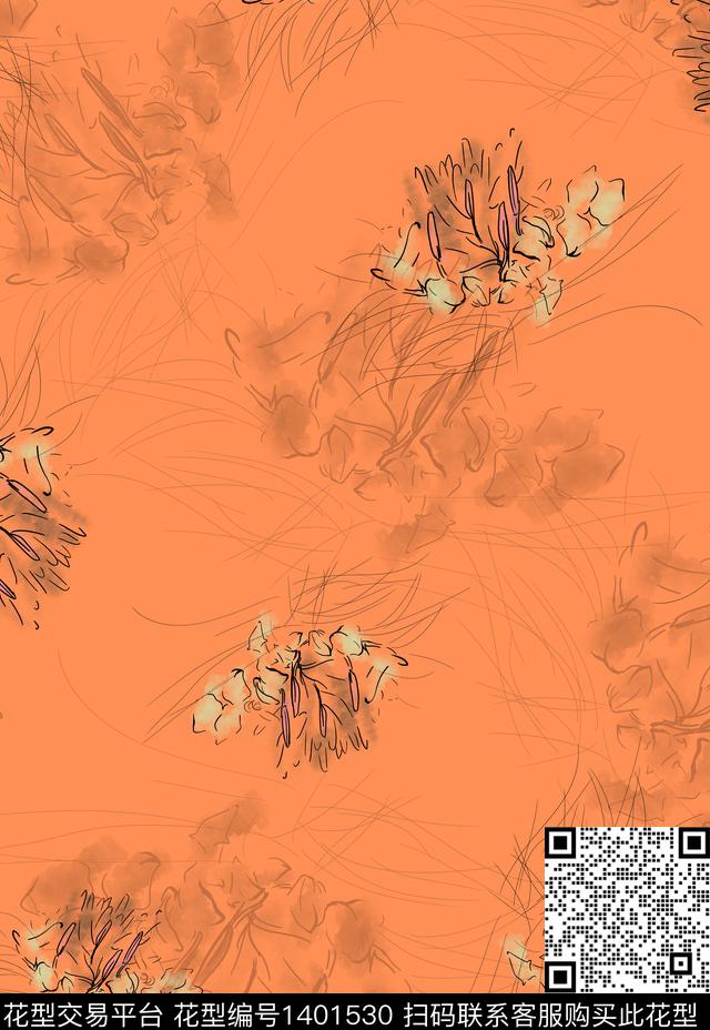 时尚简约 格式塔.jpg - 1401530 - 花卉 蝴蝶兰 中国 - 数码印花花型 － 女装花型设计 － 瓦栏