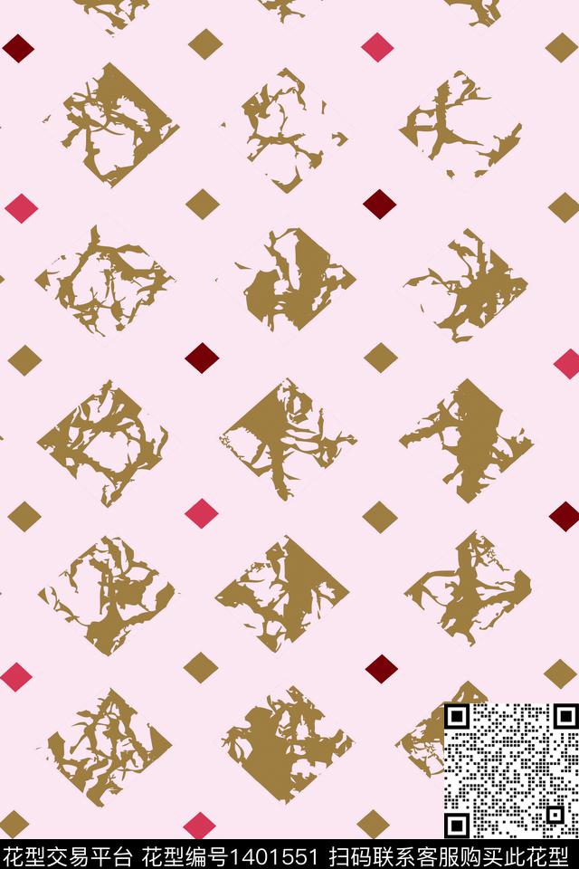 方兴未艾.jpg - 1401551 - 几何 简约 格子 - 传统印花花型 － 女装花型设计 － 瓦栏