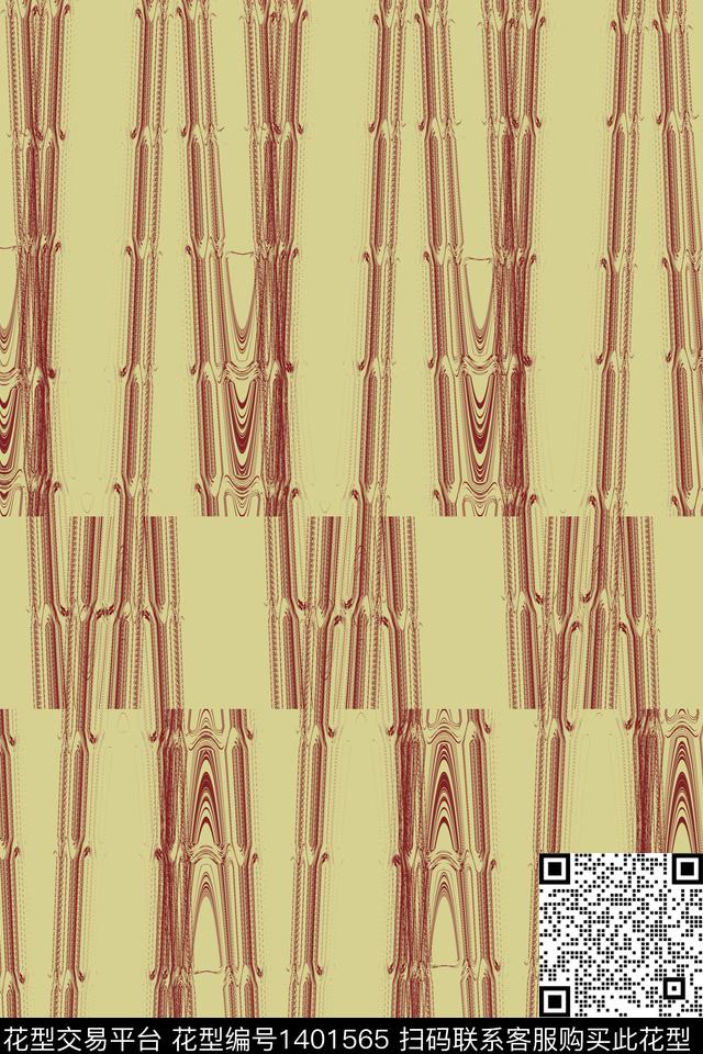 时尚简约 ×.jpg - 1401565 - 几何 双色 条纹 - 数码印花花型 － 女装花型设计 － 瓦栏