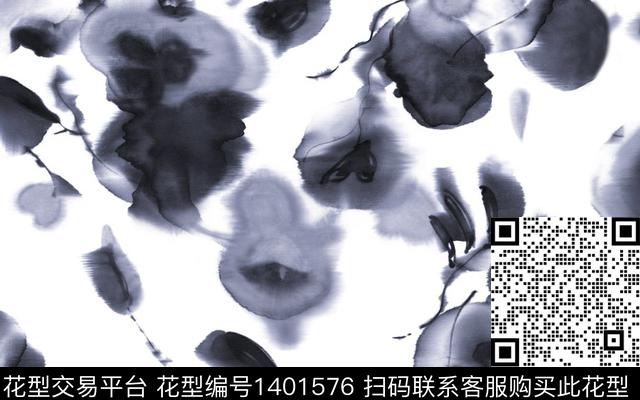 水墨.jpg - 1401576 - 简约 水墨风 中国 - 数码印花花型 － 女装花型设计 － 瓦栏