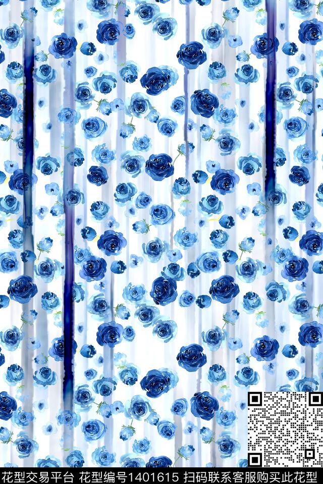 抽象花卉花卉小清新数码印花花型下载（图片编号: 1401615） - 瓦栏（Walan）