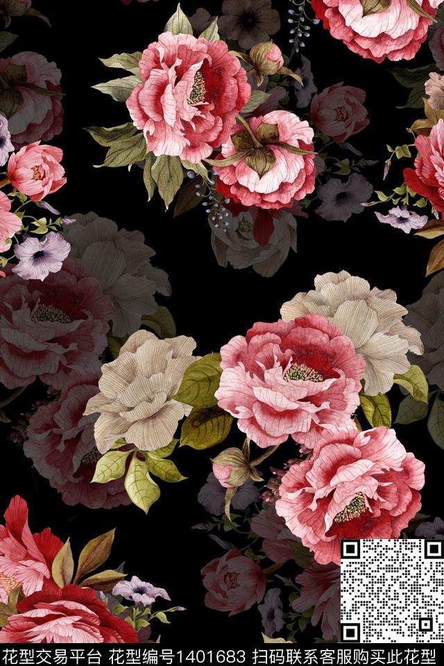 xZ1549.jpg - 1401683 - 时尚 花卉 真丝 - 数码印花花型 － 女装花型设计 － 瓦栏