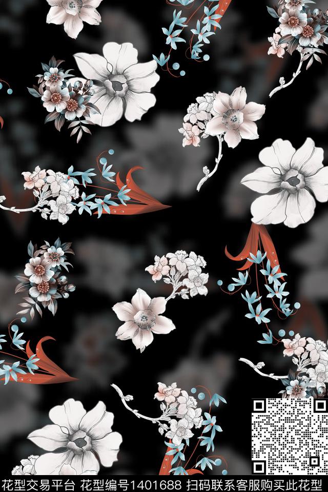 xZ1551.jpg - 1401688 - 时尚 花卉 真丝 - 数码印花花型 － 女装花型设计 － 瓦栏
