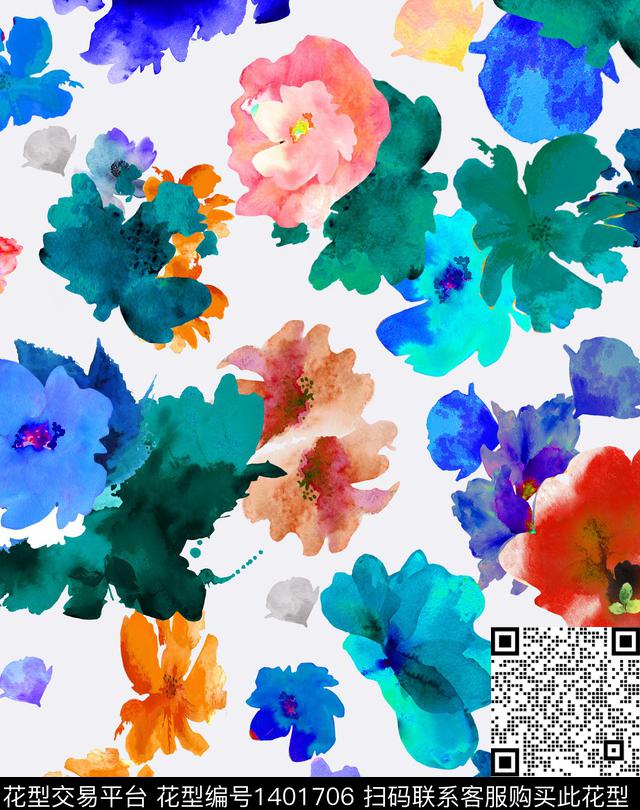 2021-11.jpg - 1401706 - 水彩 抽象花卉 女装 - 数码印花花型 － 女装花型设计 － 瓦栏