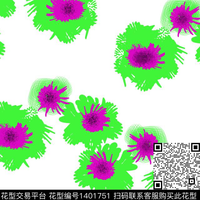 662.jpg - 1401751 - 花卉 抽象 混合拼接 - 数码印花花型 － 女装花型设计 － 瓦栏