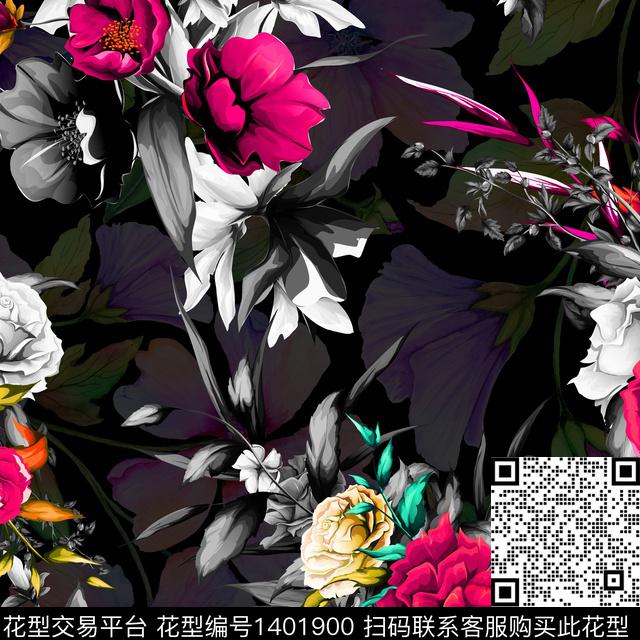 n115-03-05.jpg - 1401900 - 绿植树叶 抽象花卉 民族风 - 数码印花花型 － 女装花型设计 － 瓦栏