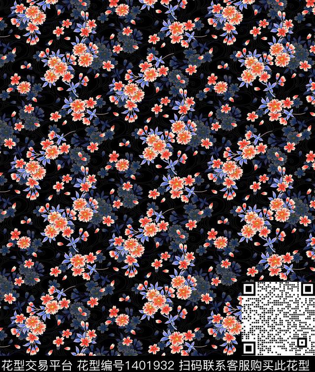 A-0016-1.jpg - 1401932 - 数码花型 花卉 春夏花型 - 数码印花花型 － 女装花型设计 － 瓦栏