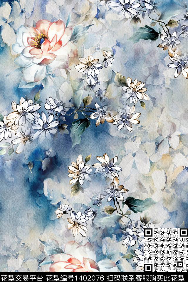 P261.jpg - 1402076 - 抽象花卉 花卉 大牌风 - 数码印花花型 － 女装花型设计 － 瓦栏