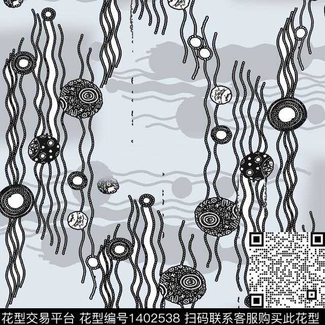 大牌风条纹手绘线条笔触数码印花花型下载（图片编号: 1402538） - 瓦栏（Walan）