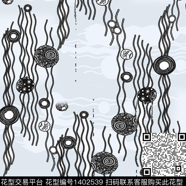大牌风条纹手绘线条笔触数码印花花型下载（图片编号: 1402539） - 瓦栏（Walan）