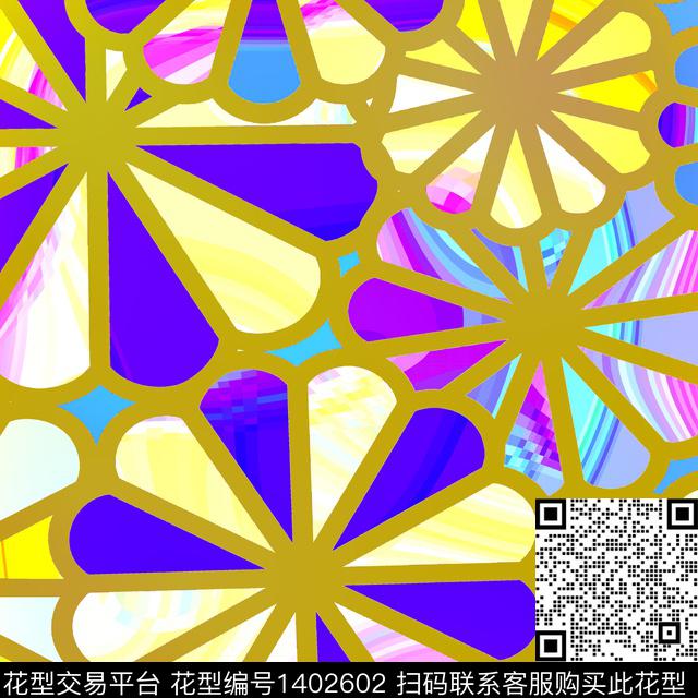 31232.jpg - 1402602 - 格子 民族风 抽象 - 数码印花花型 － 女装花型设计 － 瓦栏