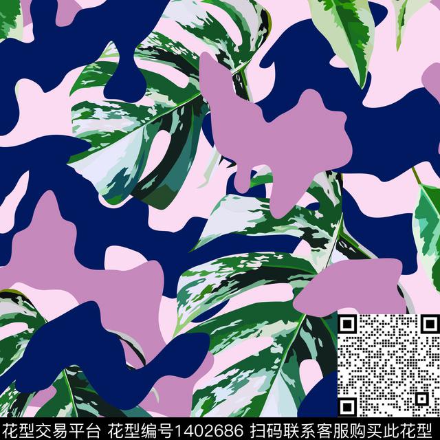 D (430).jpg - 1402686 - 绿植树叶 迷彩 泳装 - 数码印花花型 － 泳装花型设计 － 瓦栏