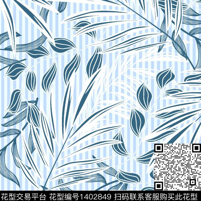 xZ1572.jpg - 1402849 - 时尚 小清新 绿植树叶 - 数码印花花型 － 女装花型设计 － 瓦栏