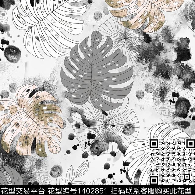 xZ1574.jpg - 1402851 - 时尚 热带花型 扎染花型 - 数码印花花型 － 男装花型设计 － 瓦栏