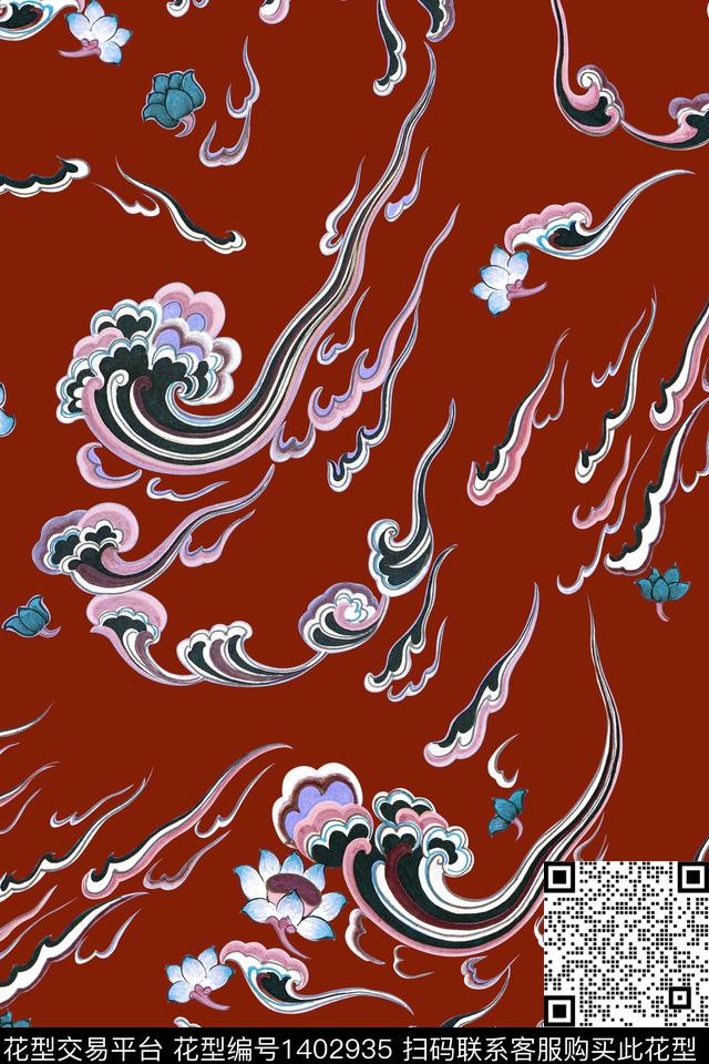 中国风小碎花大牌风数码印花花型下载（图片编号: 1402935） - 瓦栏（Walan）