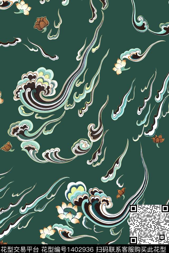中国风小碎花大牌风数码印花花型下载（图片编号: 1402936） - 瓦栏（Walan）