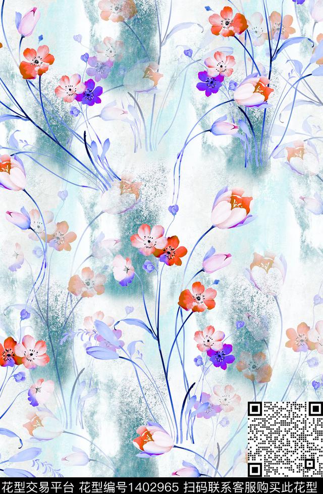小碎花时尚简约数码印花花型下载（图片编号: 1402965） - 瓦栏（Walan）