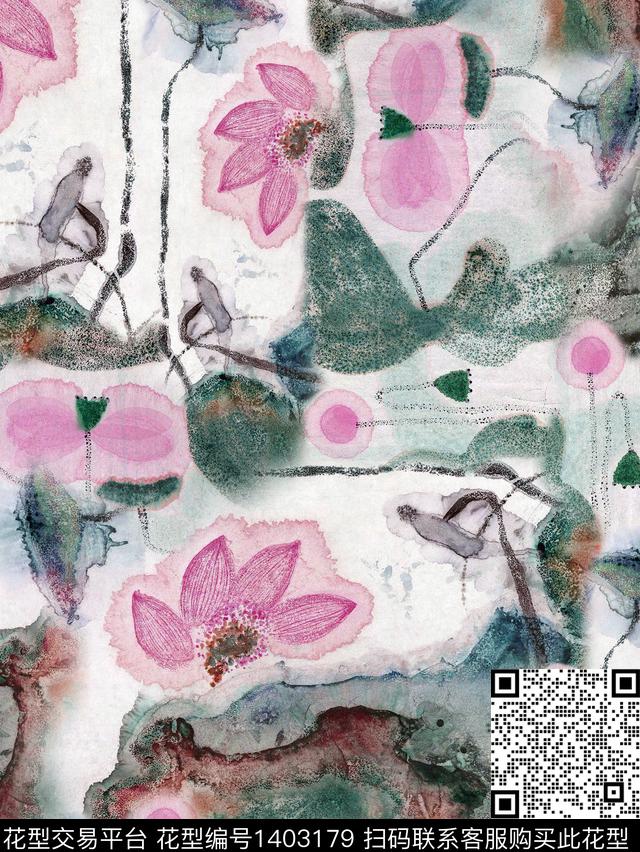 5-1.jpg - 1403179 - 旗袍 香云纱 国画 - 数码印花花型 － 女装花型设计 － 瓦栏